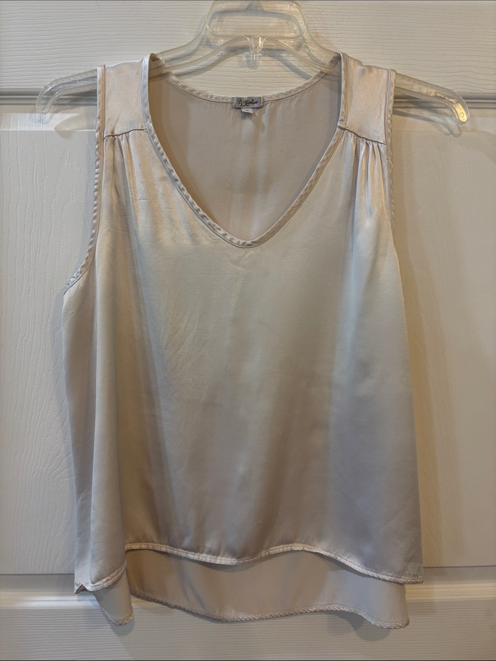 Pj Harlow Harlow Jill Ivory Satin V-Neck Sleeveless Sleep Top
